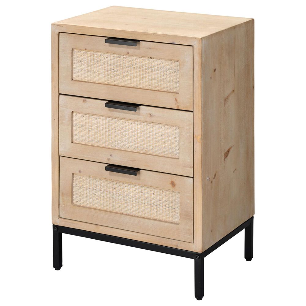 Splendor Living Oakton 3-Drawer Side Table in Natural and Black, , large