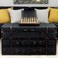 Maple and Jade Upholstered 2-Drawer Coffee Table with Buckle Hinged Top in Dark Blue, , large