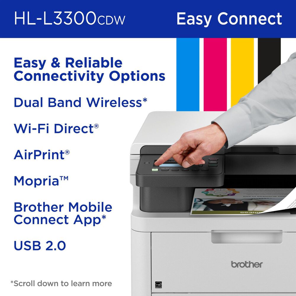 Brother HL-L3300CDW Wireless Digital Color Multi-Function Printer, , large