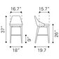 Zuo Modern Moor Counter Stool in Beige and Brown, , large
