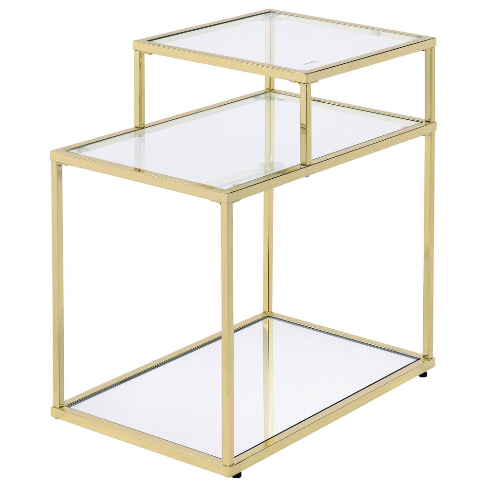 Gunnison Co. Uchenna Side Table in Clear Glass and Gold, , large