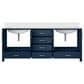 Lexora Home Jacques 80" Double Bathroom Vanity in Navy Blue with 2 cm White Quartz Top and Rectangular Sinks, , large