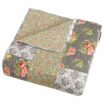 Peking Handicraft Floribunda Full/Queen Quilt in Grey, , large