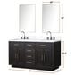 Lexora Home Abbey 60" Double Bathroom Vanity in Black Oak with 2 cm White Cultured Marble Top and Rectangular Sinks, , large