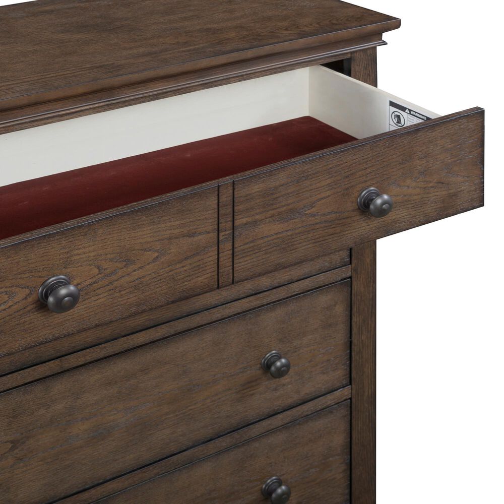 Riva Ridge Oxford 5-Drawer Chest in Cocoa, , large