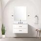 Lexora Home Castor 30" Single Bathroom Vanity in Blue with 2 cm White Quartz Top, Rectangular Sink and 28" Mirror, , large