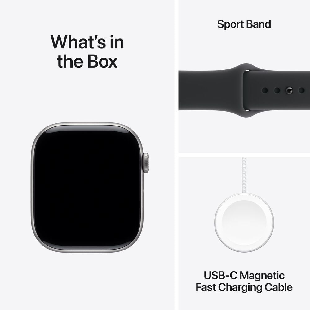 Apple Watch Series 11 &#40;GPS&#41; 46mm Space Gray Aluminum Case with Black Sport Band - M/L - Space Gray - &#40;2025&#41;&#40;Pre-Order&#41;, , large