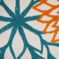 Nourison Aloha 12" x 15" Turquoise and Multicolor Indoor/Outdoor Area Rug, , large