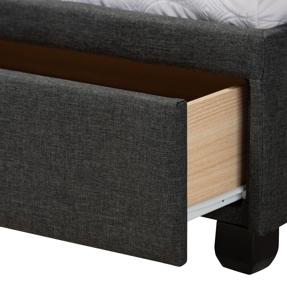 Baxton Studio Netti Queen Storage Bed with Dark Grey Upholstered in Black, , large