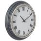 Maple and Jade Decorative Wall Clock with Beaded Accents in Washed Black and White, , large