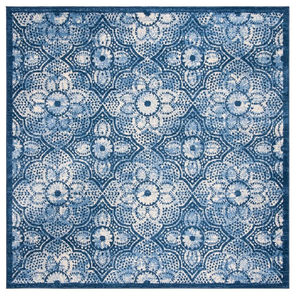 Safavieh Martha Stewart 4" Square Navy and Creme Area Rug, , large
