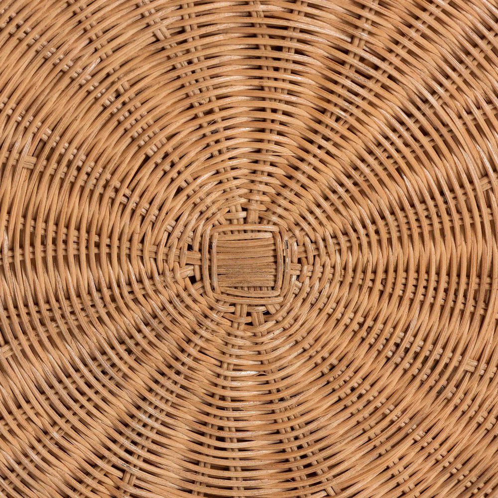 bali &amp; pari Palm 32" Round Ottoman with Light Honey Rattan in White, , large