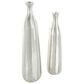 Maple and Jade 2-Piece Decorative Vase Set with Wavy Accents and Textured Ridges in Shiny Silver, , large
