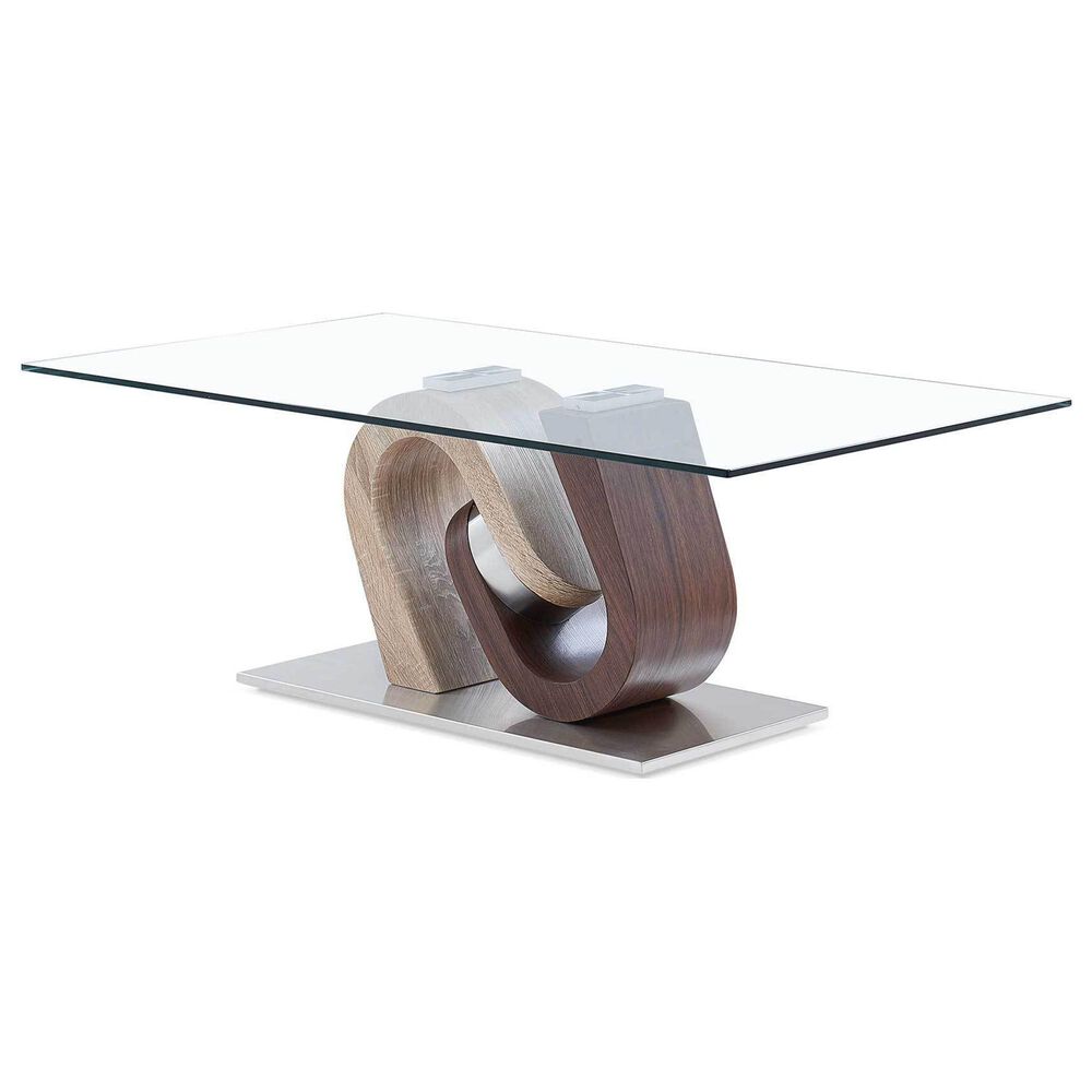 Global Furniture USA Cocktail Table in Walnut, Oak, Chrome and Clear, , large