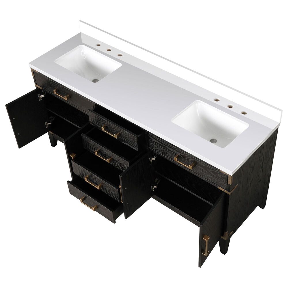 Lexora Home Laurel 72&quot; Double Bathroom Vanity in Black Oak with White Cultured Marble Top and Rectangular Sinks, , large