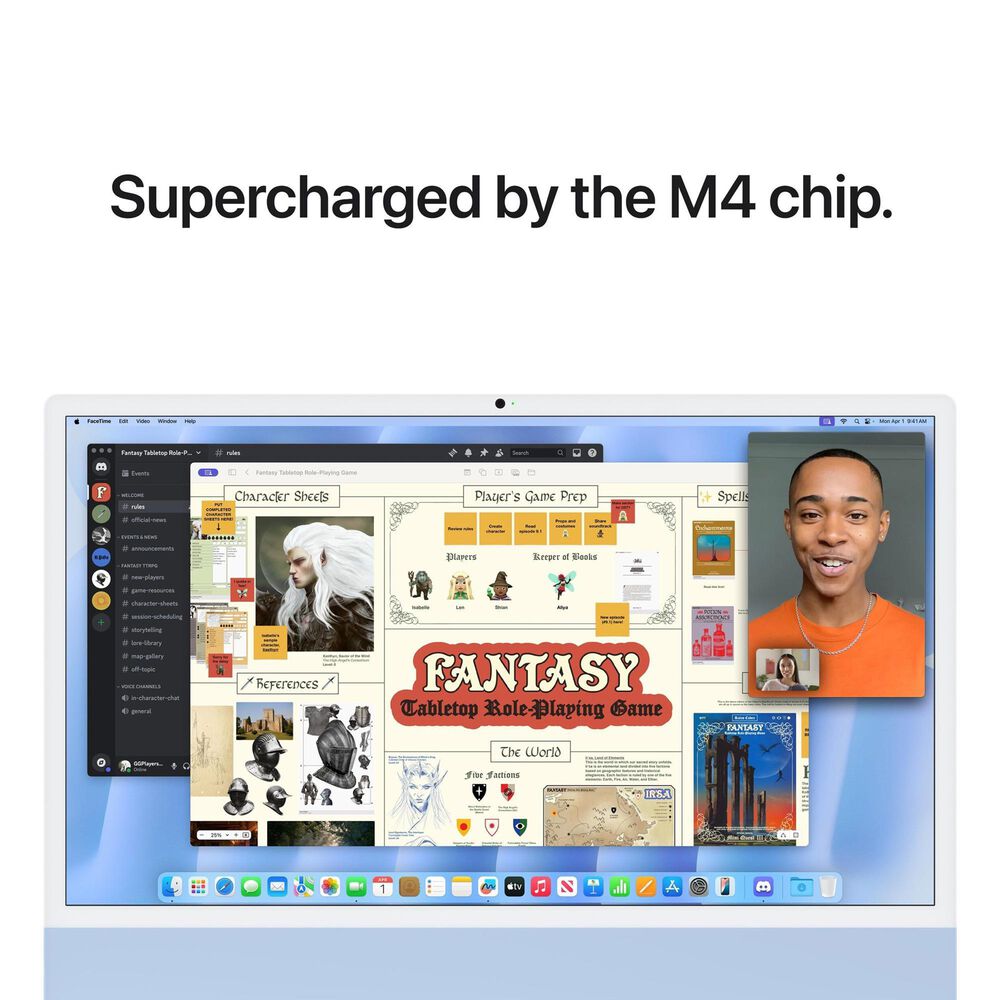 Apple 24-Inch iMac All-in-One Desktop - Apple M4 chip - 10-core CPU - 24GB RAM - 10-core GPU - 512GB SSD in Blue with 3-Year AppleCare+, , large