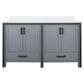 Lexora Home Ziva 60" Double Bathroom Vanity in Dark Grey with 2 cm White Cultured Marble Top and Rectangular Sinks, , large
