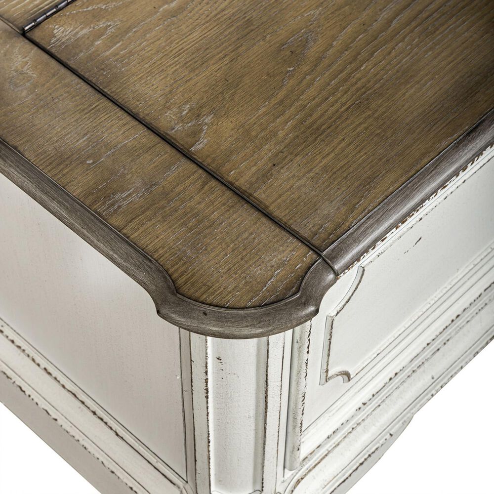 Belle Furnishings Magnolia Manor Hall Tree in Antique White and Weathered Brown, , large