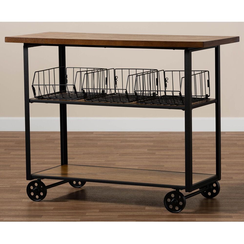 Baxton Studio Felix Console Cart in Walnut Brown, , large