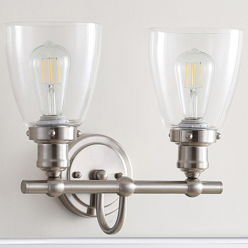 Safavieh Layton 2-Light Bathroom Sconce in Brush Nickel/Clear, , large