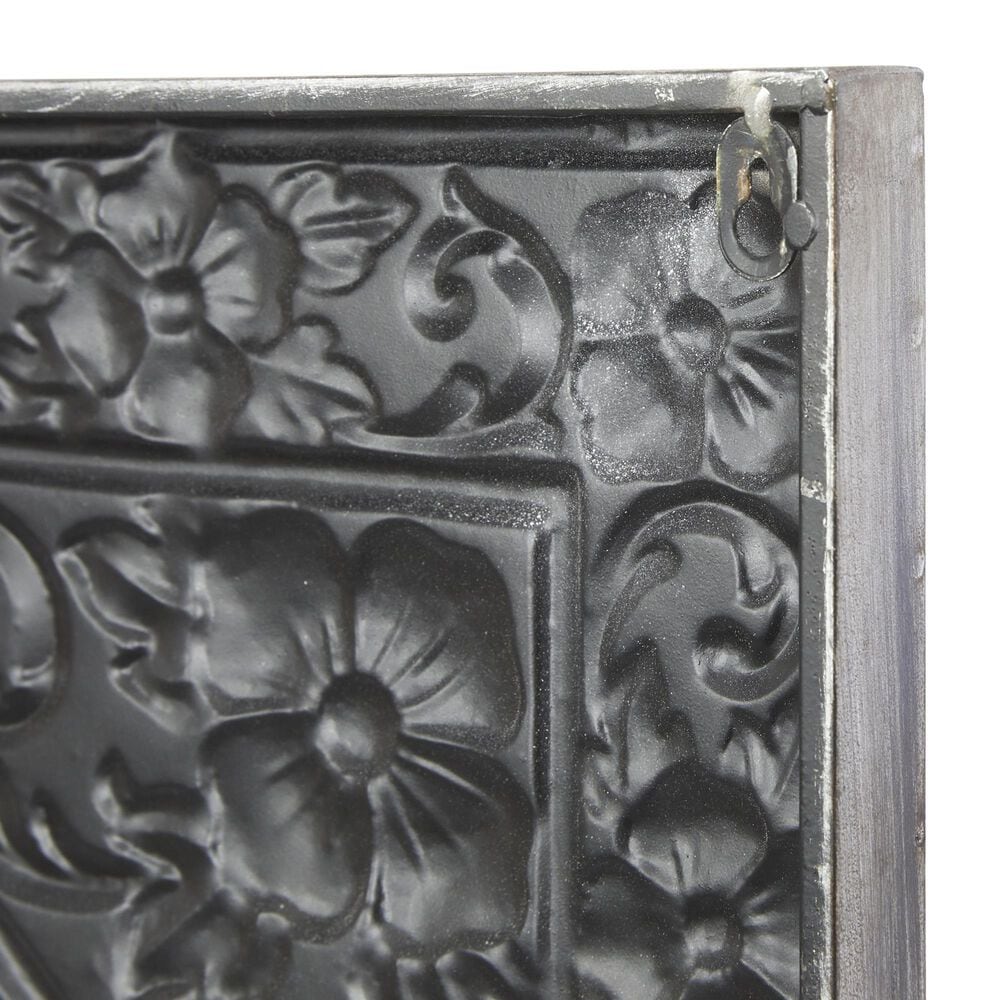 Maple and Jade 36&quot; x 36&quot; Square Floral Embossed Scroll Home Wall Decor in Satin Silver, , large