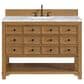 James Martin Malibu 48" Single Bathroom Vanity in Amber Birch with Carrara White Marble Top and Rectangular Sink, , large