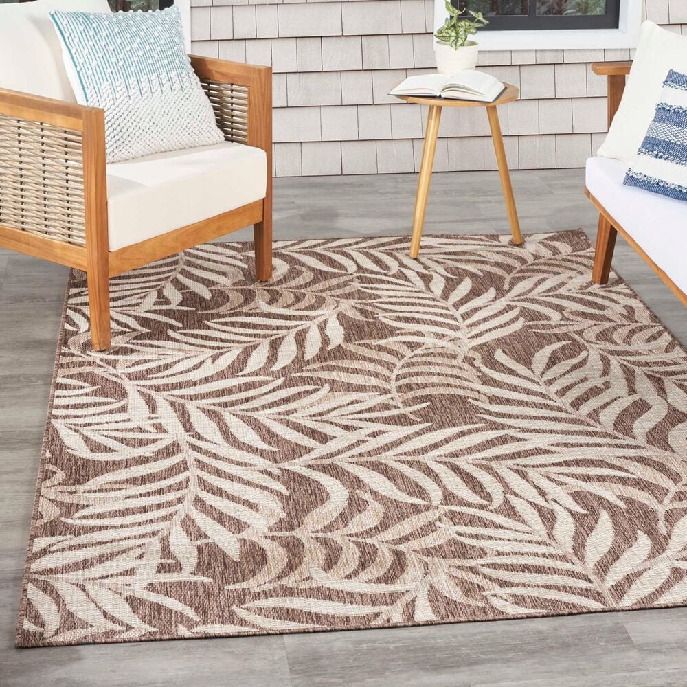 Nourison Garden Oasis Nature Mocha 5&#39; x 7&#39; Indoor/Outdoor Area Rug, , large