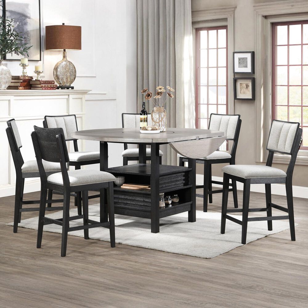 Crown Mark 7-Piece Dining Set in Black and Grey, , large