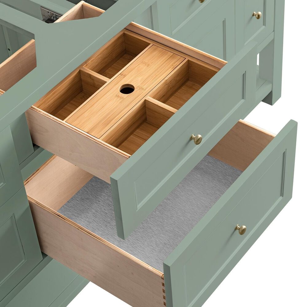 James Martin Vanities Breckenridge 72&quot; Double Bathroom Vanity in Smokey Celadon with 3 cm Victorian Silver Quartz Top and Rectangular Sinks, , large