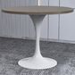 Leisuremod LeisureMod Verve Collection 36 Round Dining Table, White Base with Dark Maple MDF Top, , large