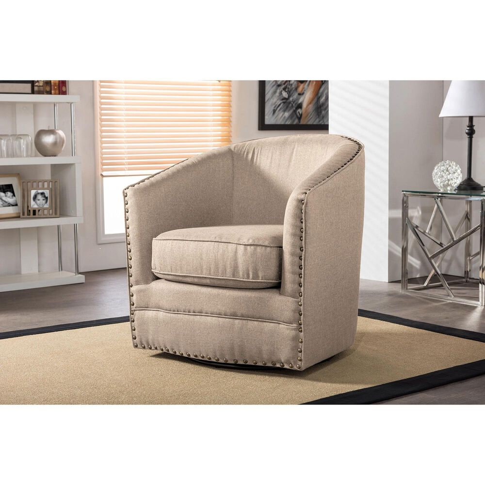 Baxton Studio Porter Swivel Chair in Beige, , large