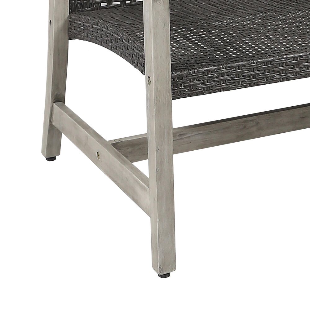 Hearth and Haven Hampton Outdoor Wicker Loveseat with Wooden Frame in Grey, , large