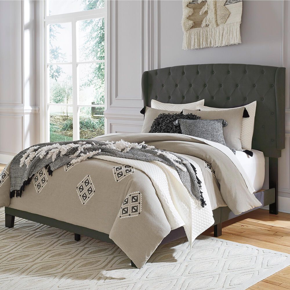 Signature Design by Ashley Vintasso Queen Upholstered Bed in Charcoal, , large