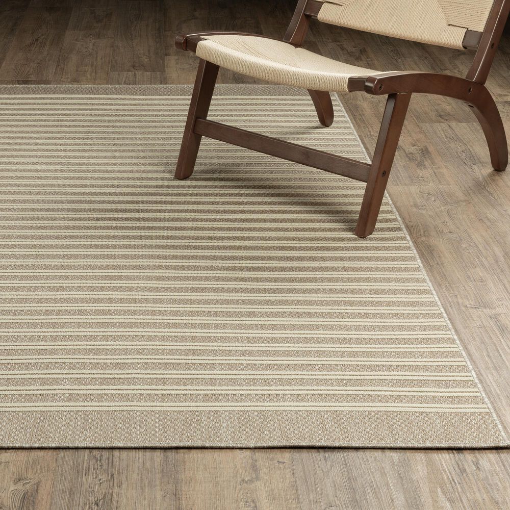 ROW by Oriental Weavers Zarina Striped Beige and Ivory 7'10" x 10' Indoor/Outdoor Area Rug, , large