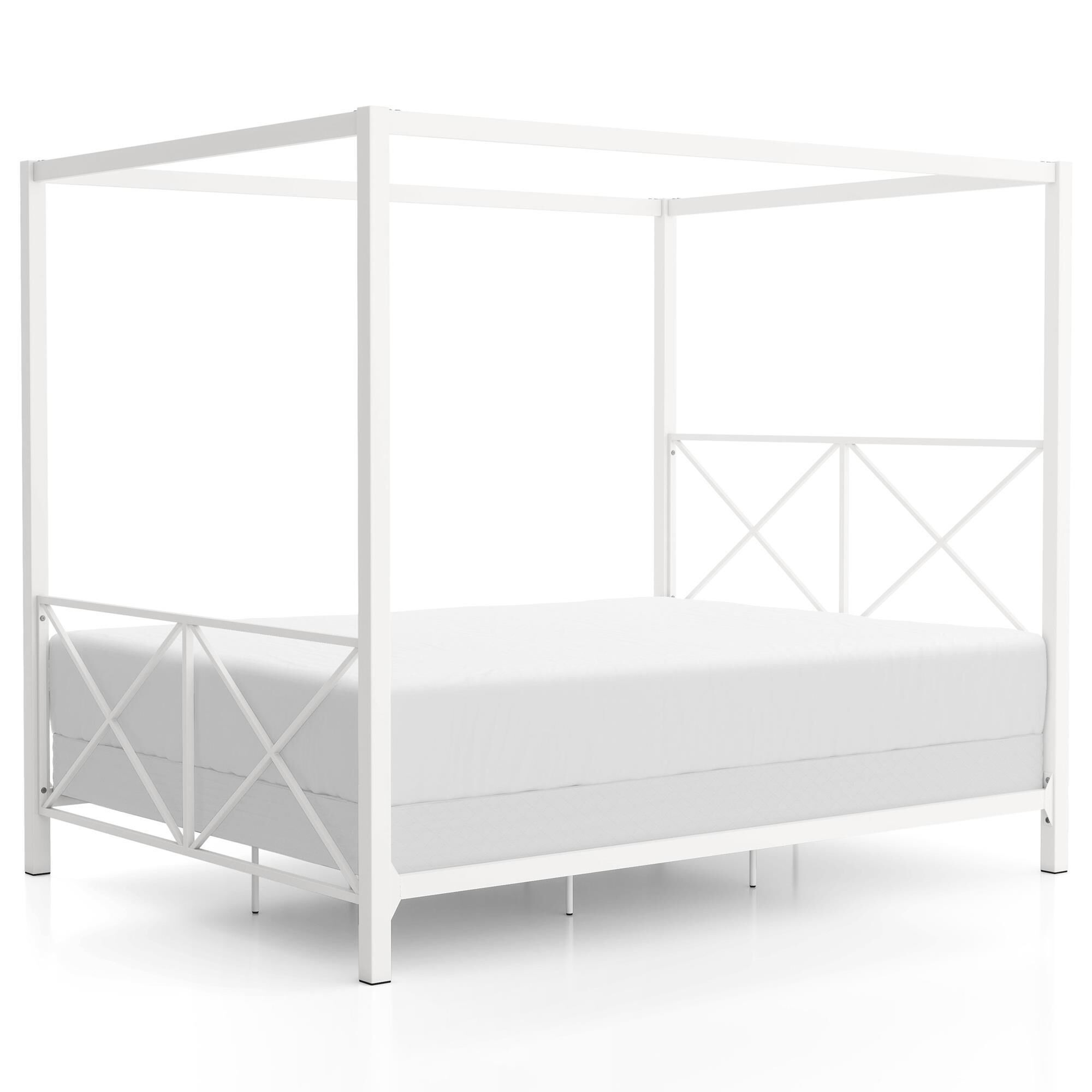 Furniture of America Rosadale Full X-Cross Canopy Bed in White