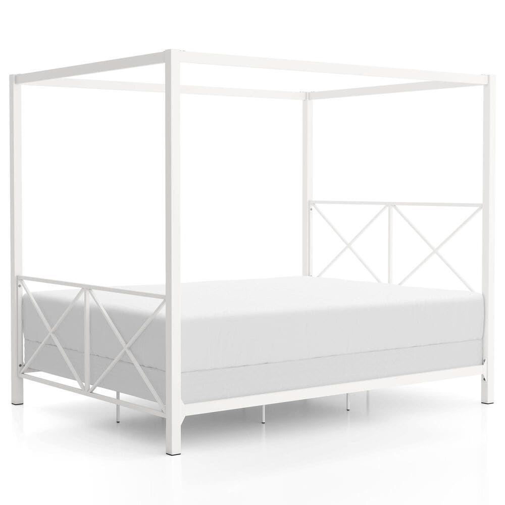 Furniture of America Rosadale Full X-Cross Canopy Bed in White, , large