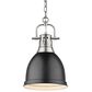 Golden Lighting Duncan Small Pendant in Matte Black with Chain in Pewter, , large