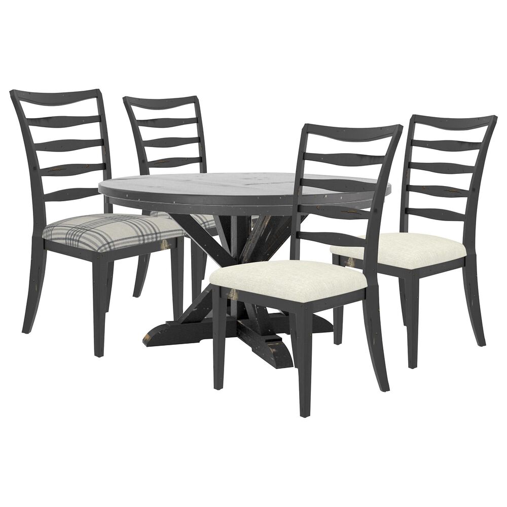 Declan Dining Champlain 5-Piece Round Dining Set in Black, , large