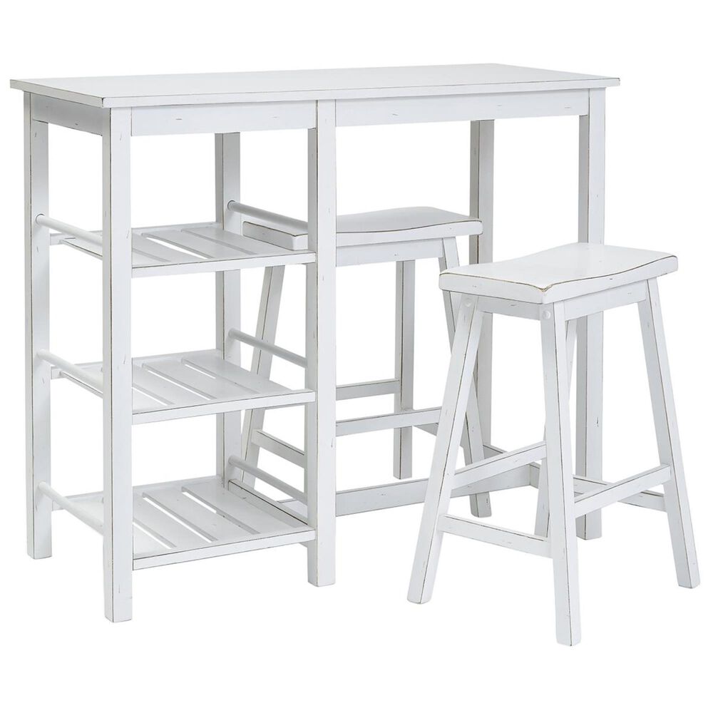 Tiddal Home Breakfast Club 3-Piece Counter Dining Set in Distressed Chalk White, , large