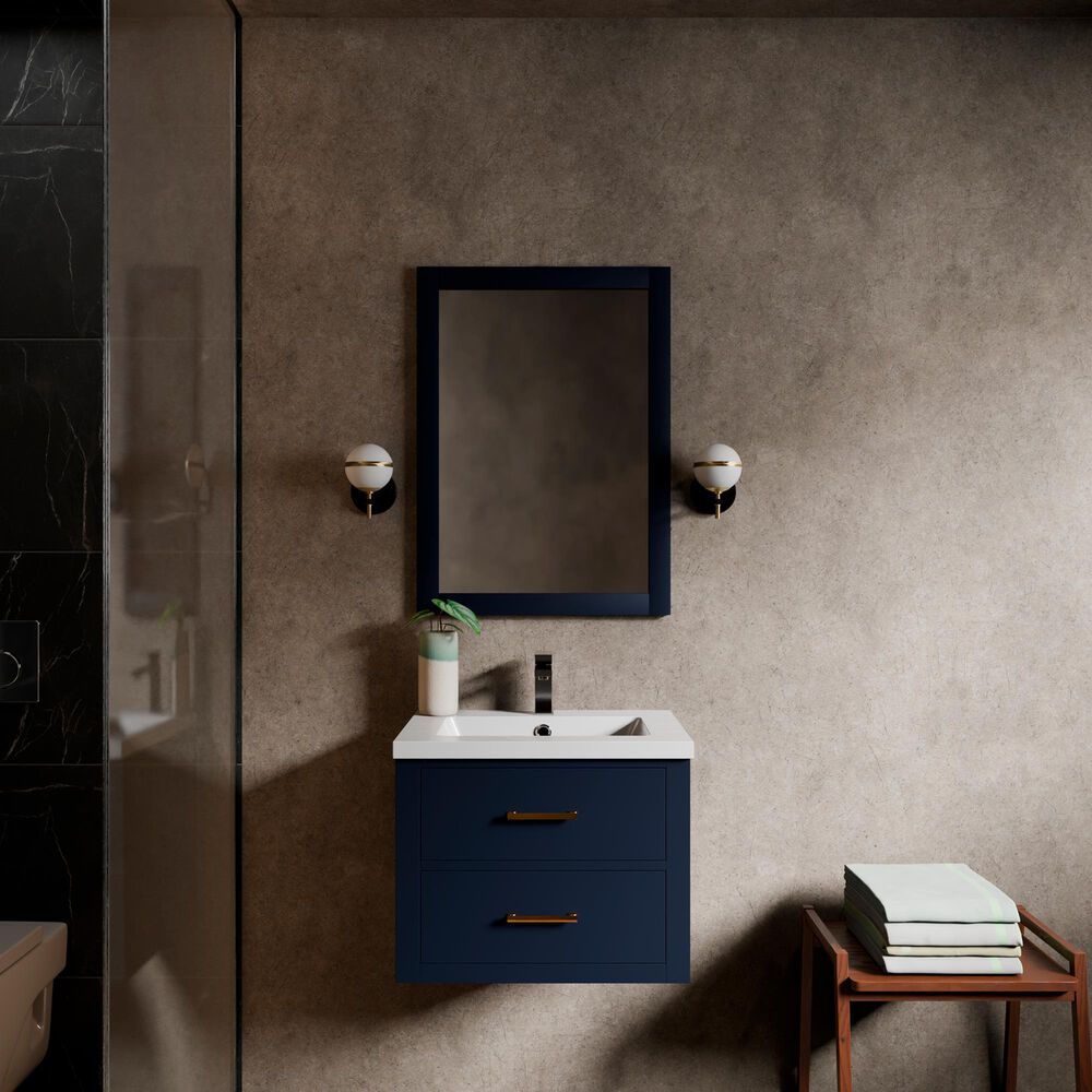 Lexora Home Castor 24" Single Bathroom Vanity in Blue with White Acrylic Top and Rectangular Sink, , large