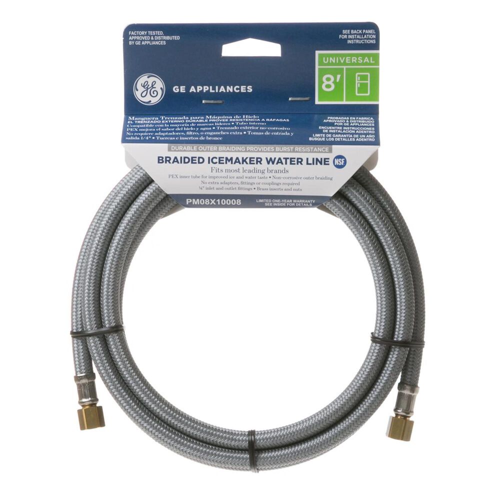 GE Parts & Filters 8" Universal Braided Water Line for Icemaker, , large
