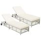 HOMLUX Adjustable Outdoor Chaise Lounge with Wheels and Creamy White Rattan in Beige (Set of 2), , large
