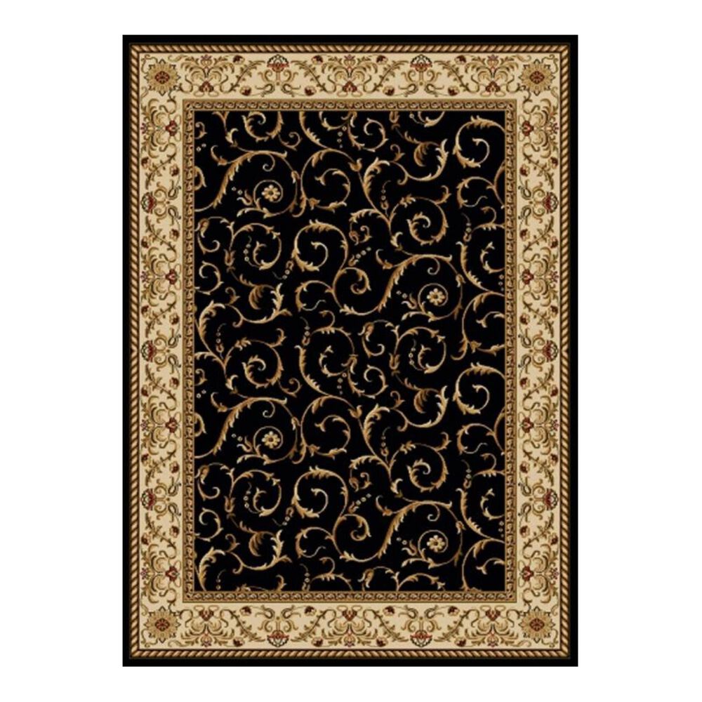 Radici USA Bergamo 1599 5'3" Round Black Area Rug, , large
