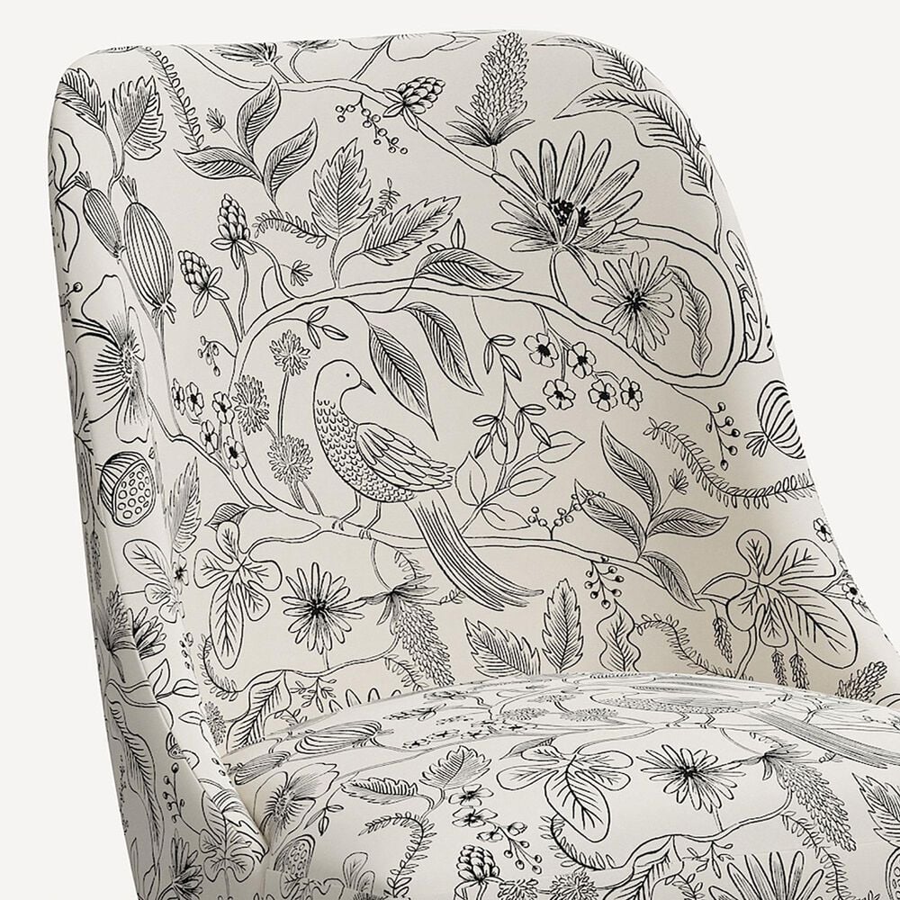 Rifle Paper Co Crafted by Cloth and Company Oxford Office Chair in Aviary Black/Cream, , large