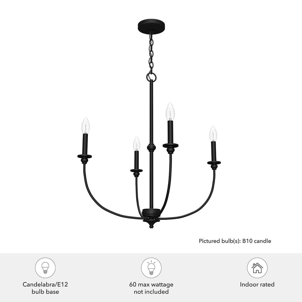 Hunter Southcrest 26&quot; 4-Light Chandelier in Flat Matte Black, , large