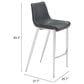 Zuo Modern Magnus Bar Chair in Black and Silver (Set of 2), , large