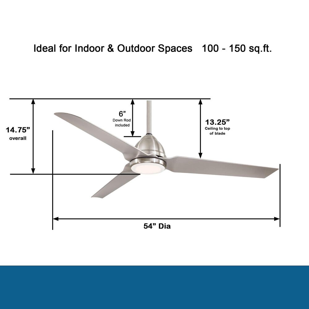 Minka-Aire Java 44" Indoor/Outdoor Ceiling Fan with LED Light in Brushed Nickel, , large