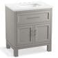 Kohler Quo 30" Single Bathroom Vanity in White with 3 cm Pure White Quartz Top and Oval Sink, , large