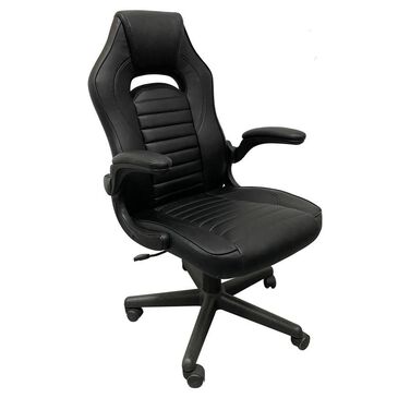 Global Seating Bonded Leather Gaming Chair in Black, , large