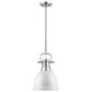 Golden Lighting Duncan 1-Light Small Pendant with Rod and White Shade in Pewter, , large
